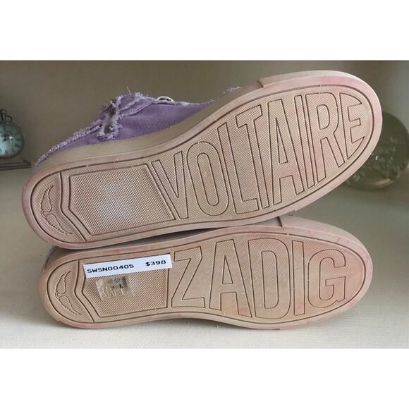 NIB ZADIG & VOLTAIRE WOMENS HIGH FLASH DISTRESSED CANVAS BOOMERANG SIZE 7 US - Picture 12 of 12